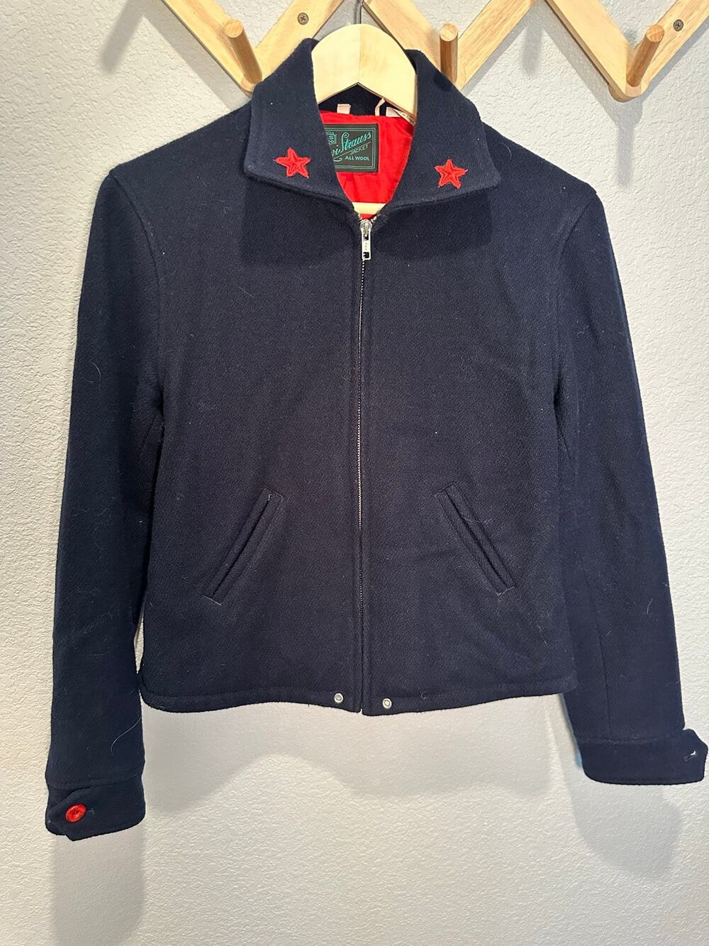 Levi’s Vintage 100% Wool Jacket Navy & Red Size Sm